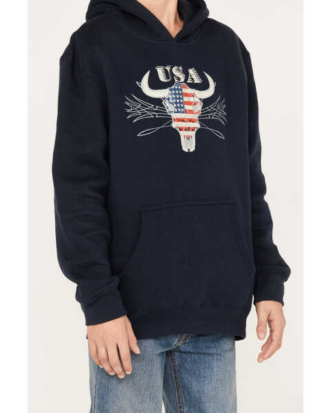 Image #3 - Cody James Boys' Bull Flag Hooded Sweatshirt, Navy, hi-res