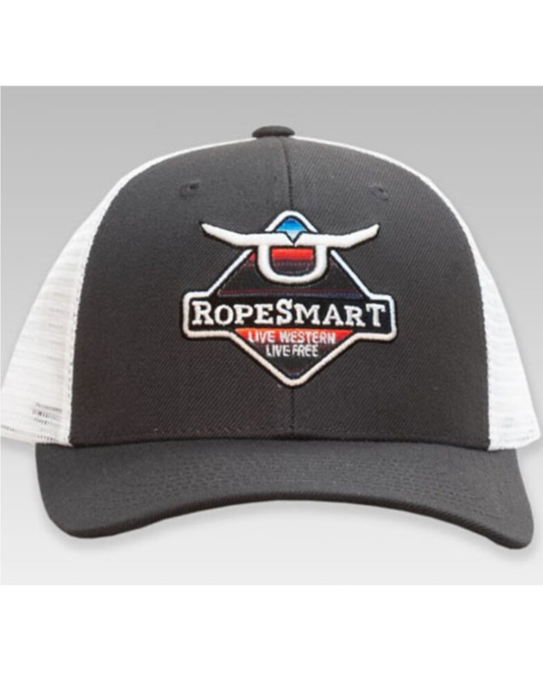 Ropesmart Men's Serape Solo Embroidered Steerhead Patch Mesh-Back Ball Cap , Grey, hi-res