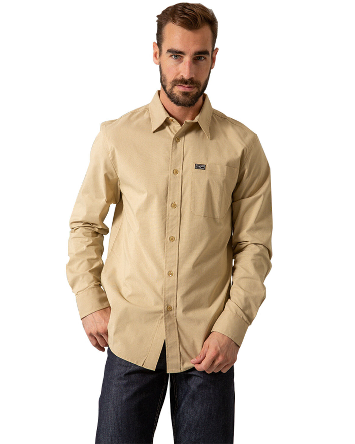 Image #1 - Kimes Ranch Men's Linville Long Sleeve Button Down Western Shirt, Tan, hi-res