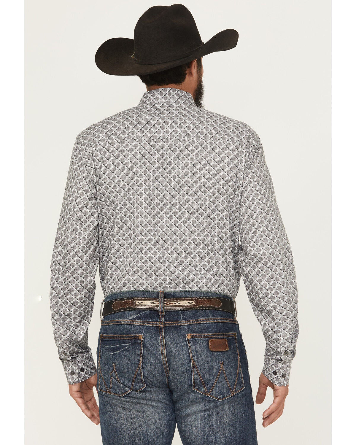 Image #4 - Cinch Men's Modern Fit Geo Print Long Sleeve Button-Down Western Shirt, Grey, hi-res