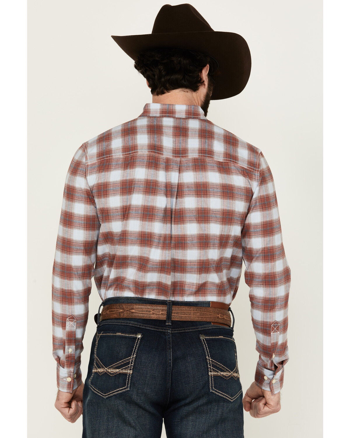 Image #4 - Cody James Men's Rush Plaid Print Long Sleeve Button-Down Stretch Western Shirt, Ivory, hi-res