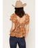 Image #4 - Originality Women's Boot Barn Exclusive Floral Embroidered Tiered Tie Back Top, Mustard, hi-res