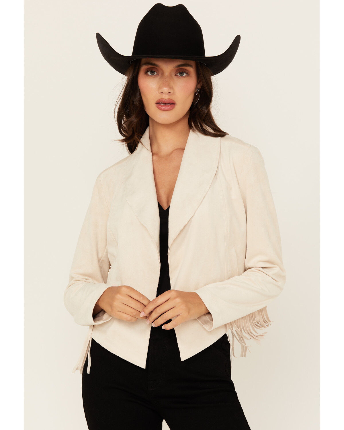 Image #1 - Shyanne Women's Faux Suede Fringe Jacket, Natural, hi-res