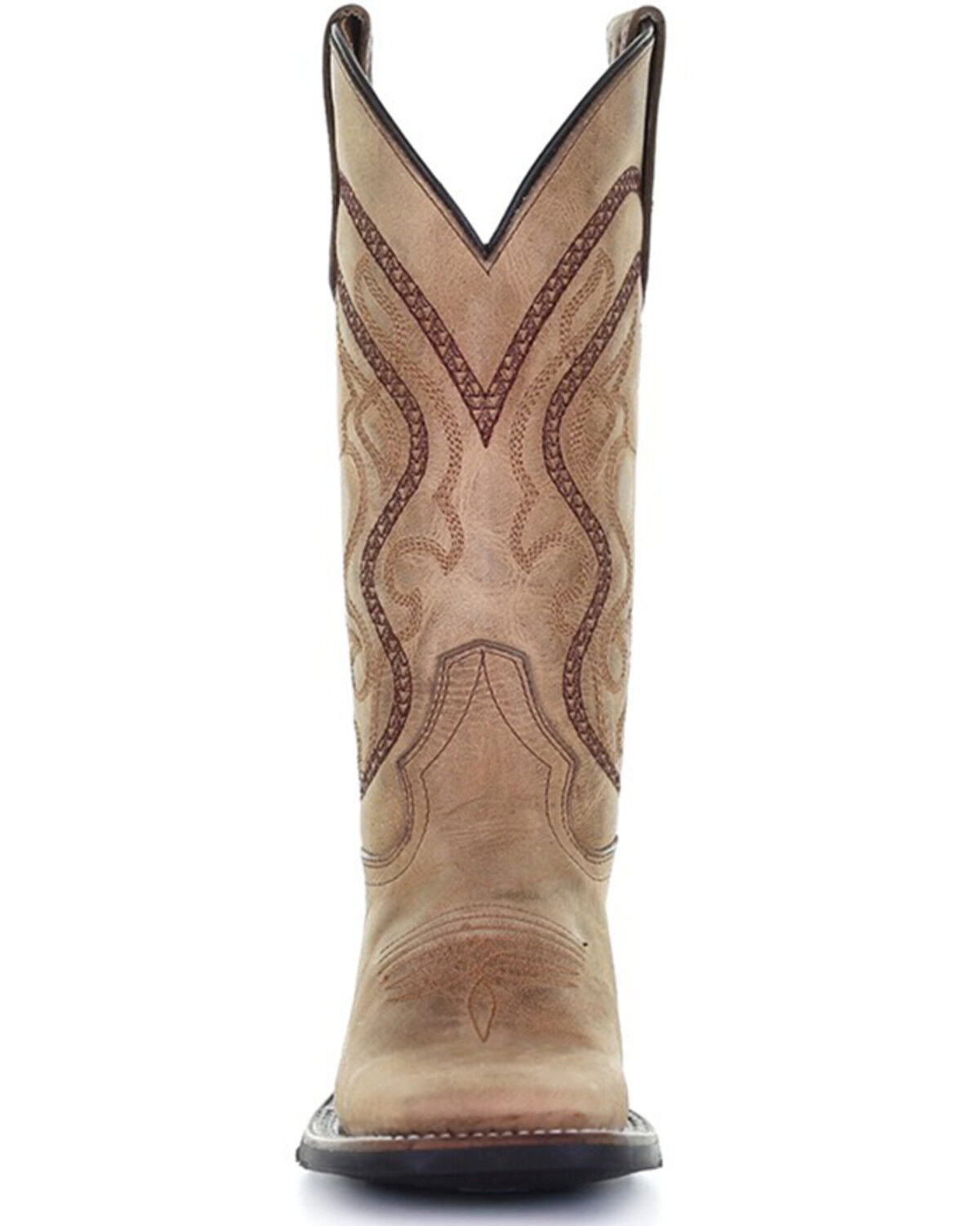 Image #4 - Circle G Women's Saddle Embroidered Leather Western Boot - Broad Square Toe, Tan, hi-res