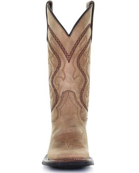 Image #4 - Corral Women's Saddle Embroidered Leather Western Boot - Broad Square Toe, Tan, hi-res
