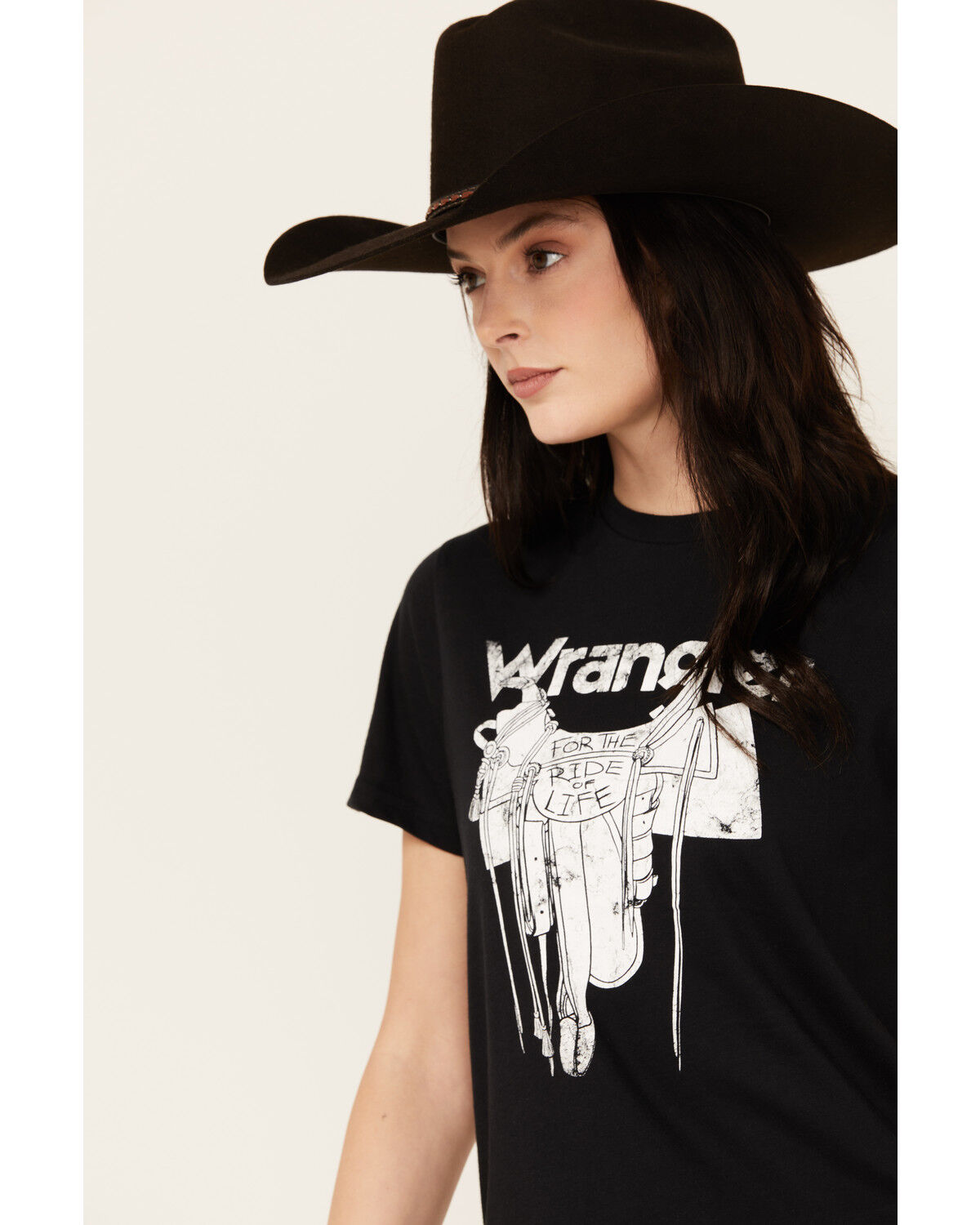 Image #2 - Wrangler Women's Saddle Short Sleeve Graphic Tee, Black, hi-res