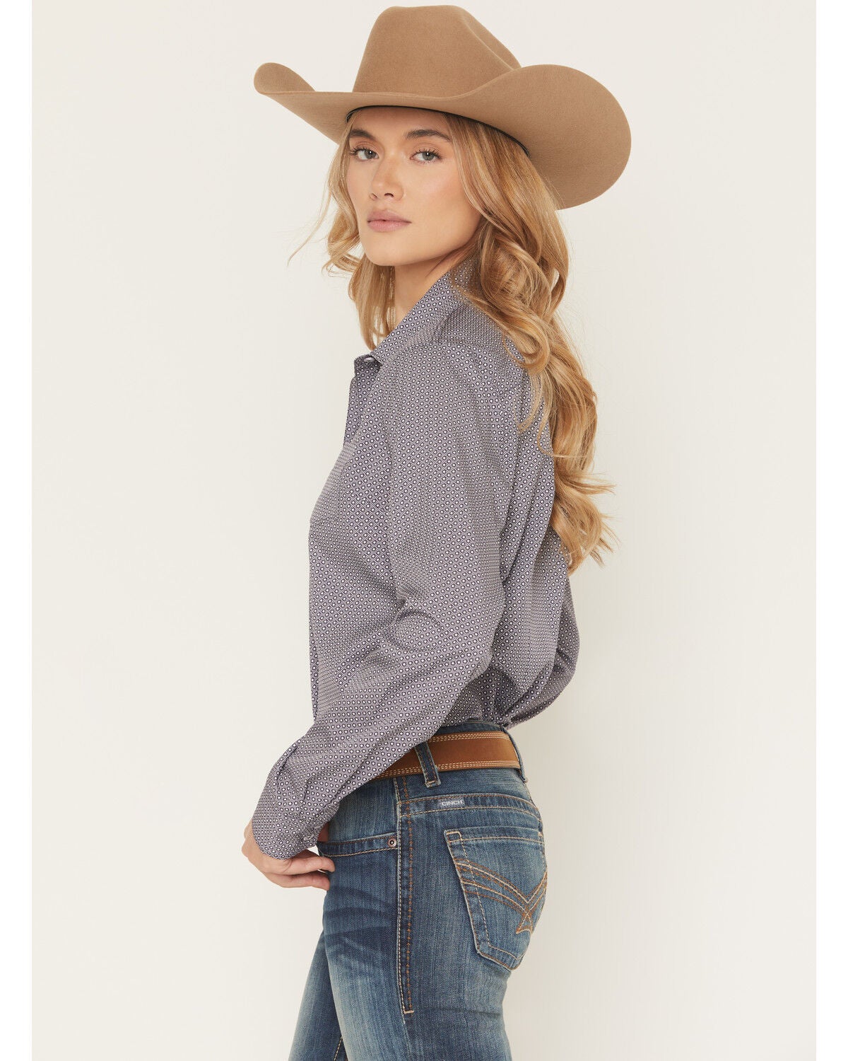 Image #2 - Cinch Women's Geo Print ArenaFlex Long Sleeve Button-Down Stretch Western Shirt, Purple, hi-res