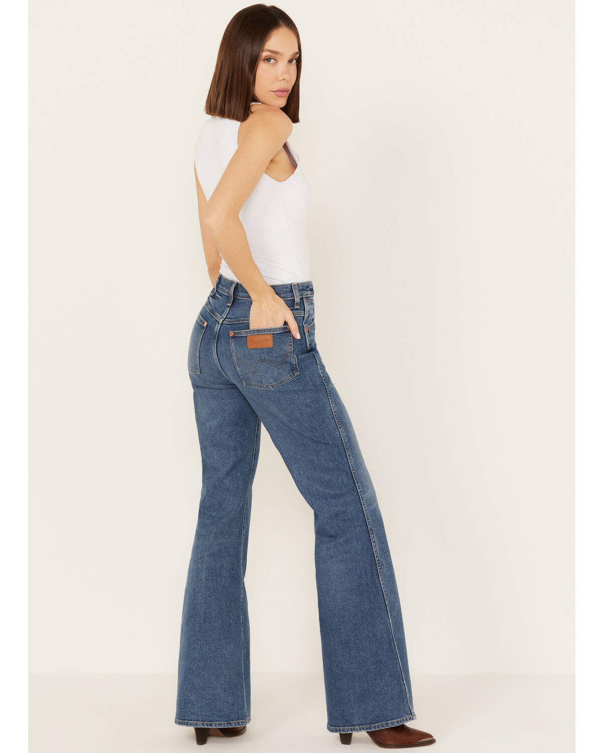Image #3 - Wrangler Women's Wanderer Dark Wash High Rise Stretch Modern Flare Jeans, Dark Wash, hi-res