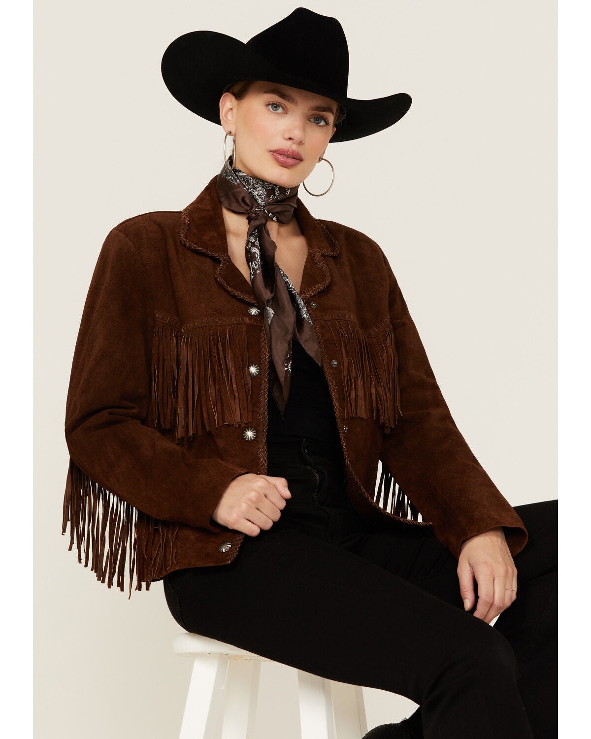 Scully Women's Caf&eacute; Brown Suede Fringe Jacket, Brown, hi-res