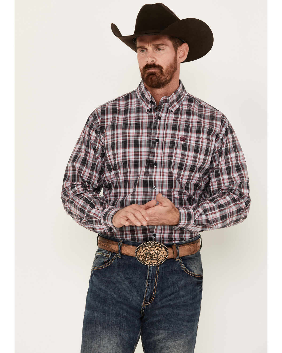 Image #1 - Cinch Men's Plaid Print Long Sleeve Button-Down Western Shirt, Multi, hi-res
