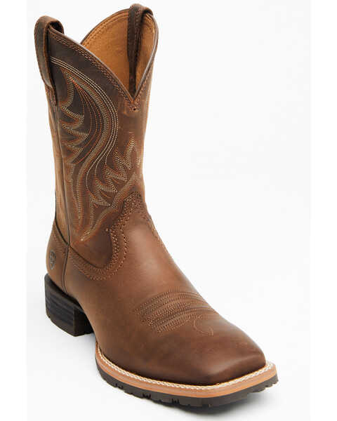 Ariat Men's Distressed Brown Hybrid Rancher Cowboy Boots - Square Toe, Brown, hi-res