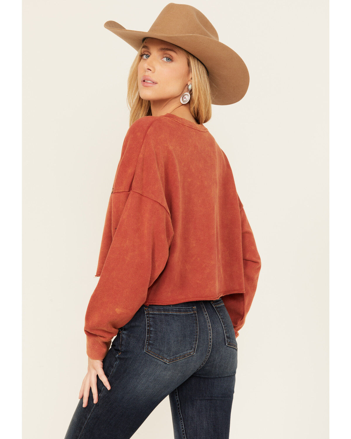Image #4 - Rock & Roll Denim Women's Cowboys and Whiskey Pullover Sweatshirt, Red, hi-res