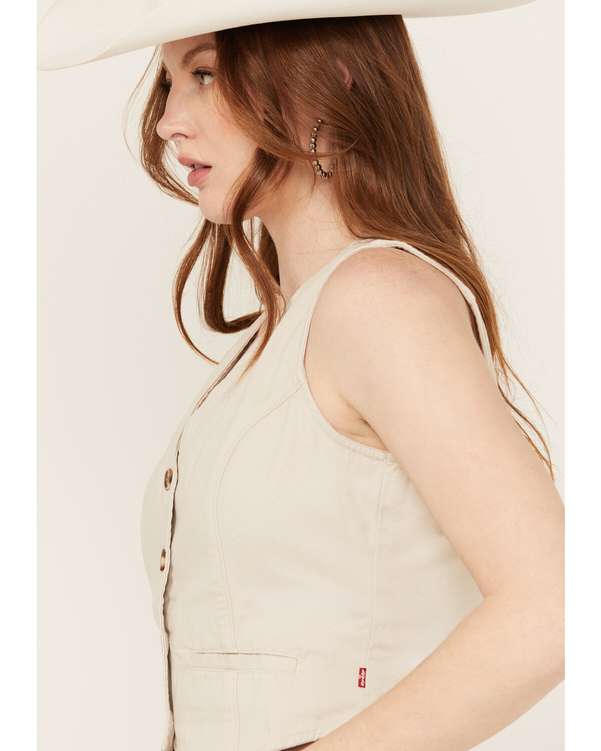 Image #2 - Levi's Women's Jaylah Cropped Vest, Tan, hi-res