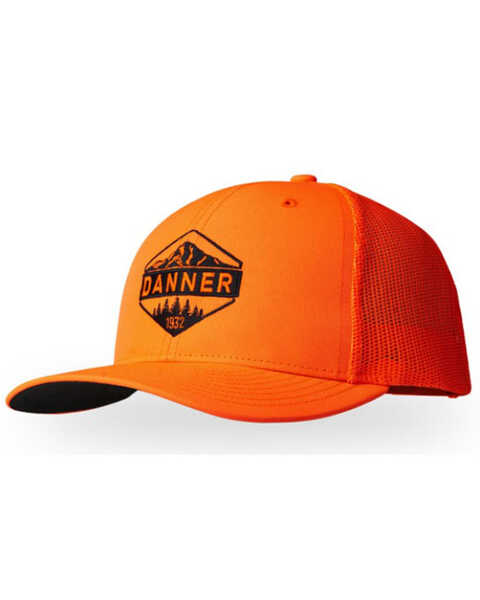 Image #1 - Danner Men's Orange Blaze Mountain Logo Mesh-Back Trucker Cap, Orange, hi-res