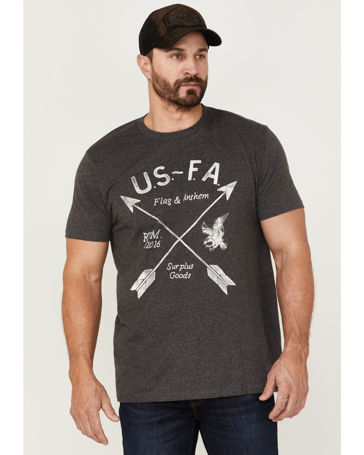 Image #1 - Flag & Anthem Men's Surplus Goods Graphic T-Shirt, Charcoal, hi-res