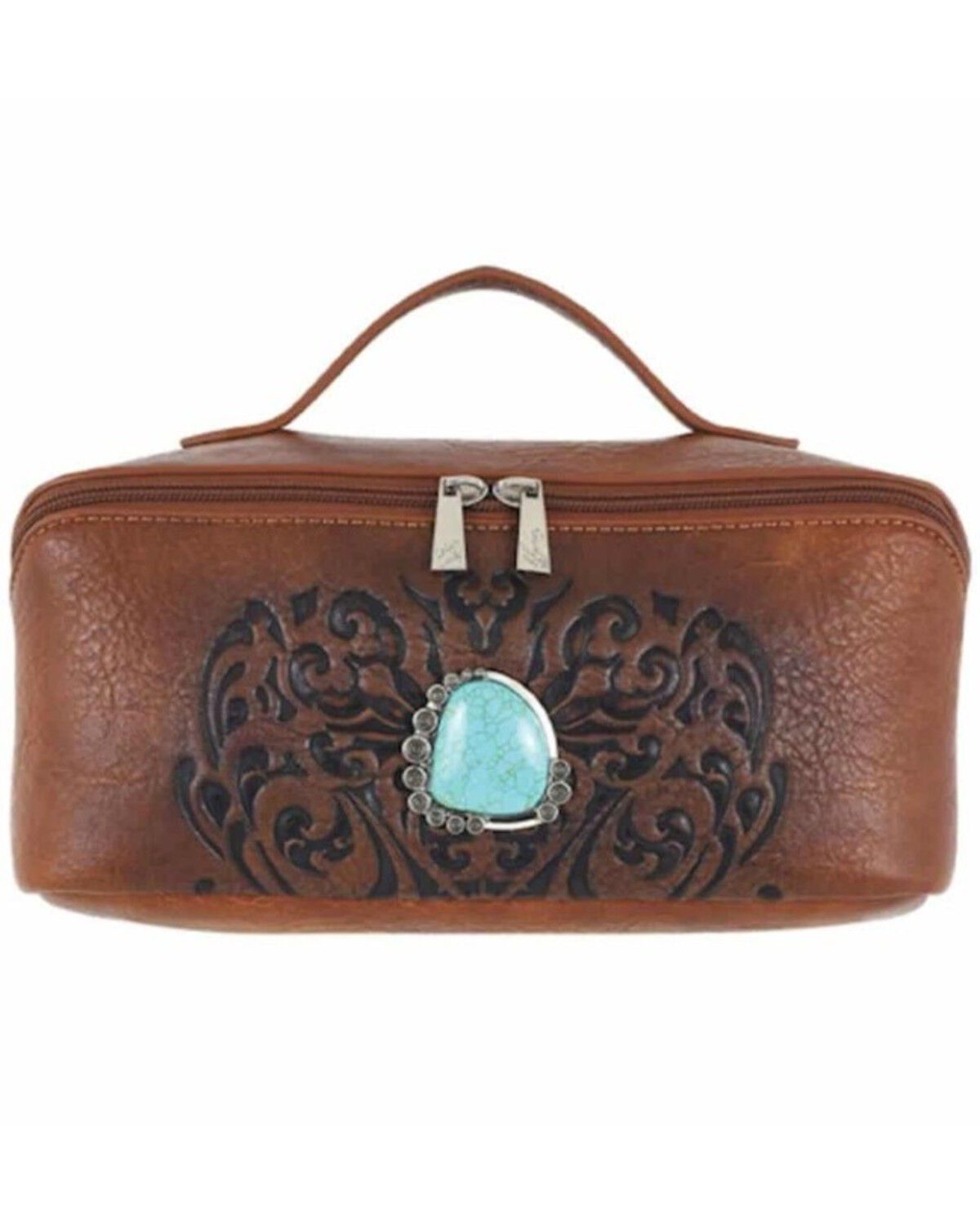 Image #1 - Catchfly Women's Embossed Cosmetic Case, Brown, hi-res