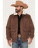 Image #1 - Cody James Men's Edward Faux Suede Snap Sherpa Bomber Jacket, Dark Brown, hi-res