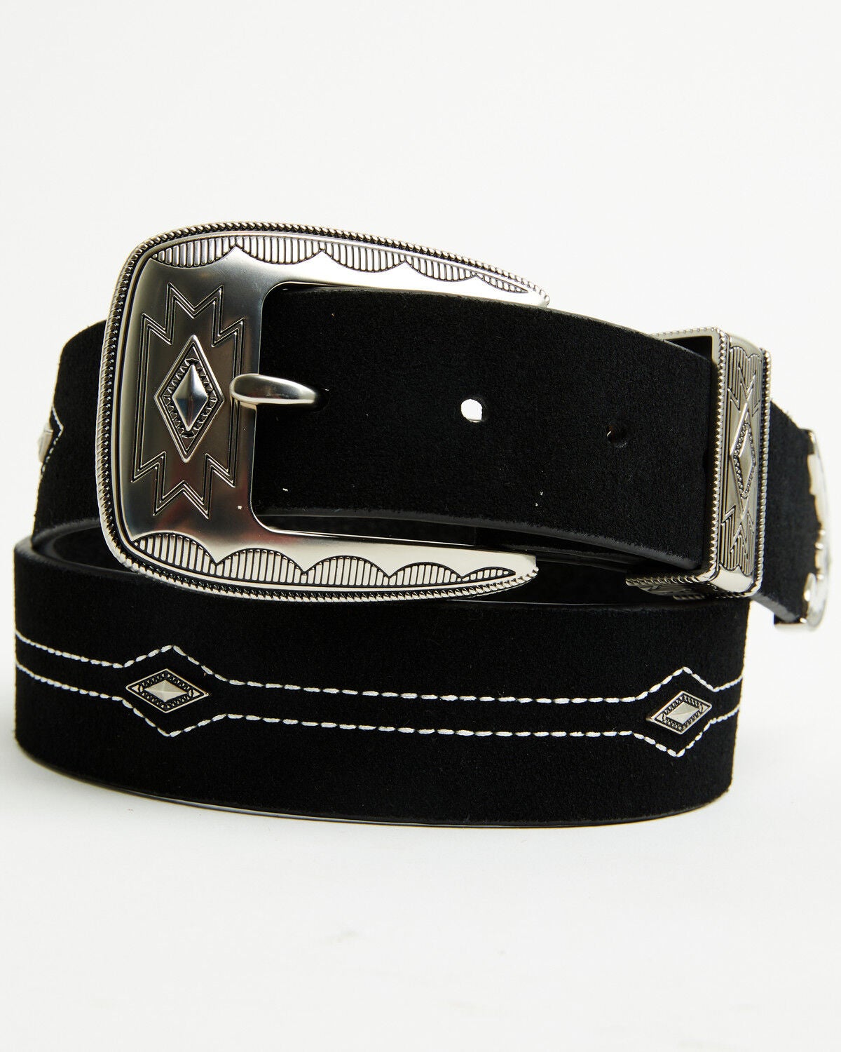 Image #1 - Cody James Men's Farrowe Southwestern Suede Belt, Black, hi-res
