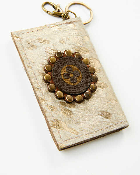 Keep it Gypsy Becca Hair-on with Gold Spots Leather Keychain & Credit Card Holder , Gold, hi-res