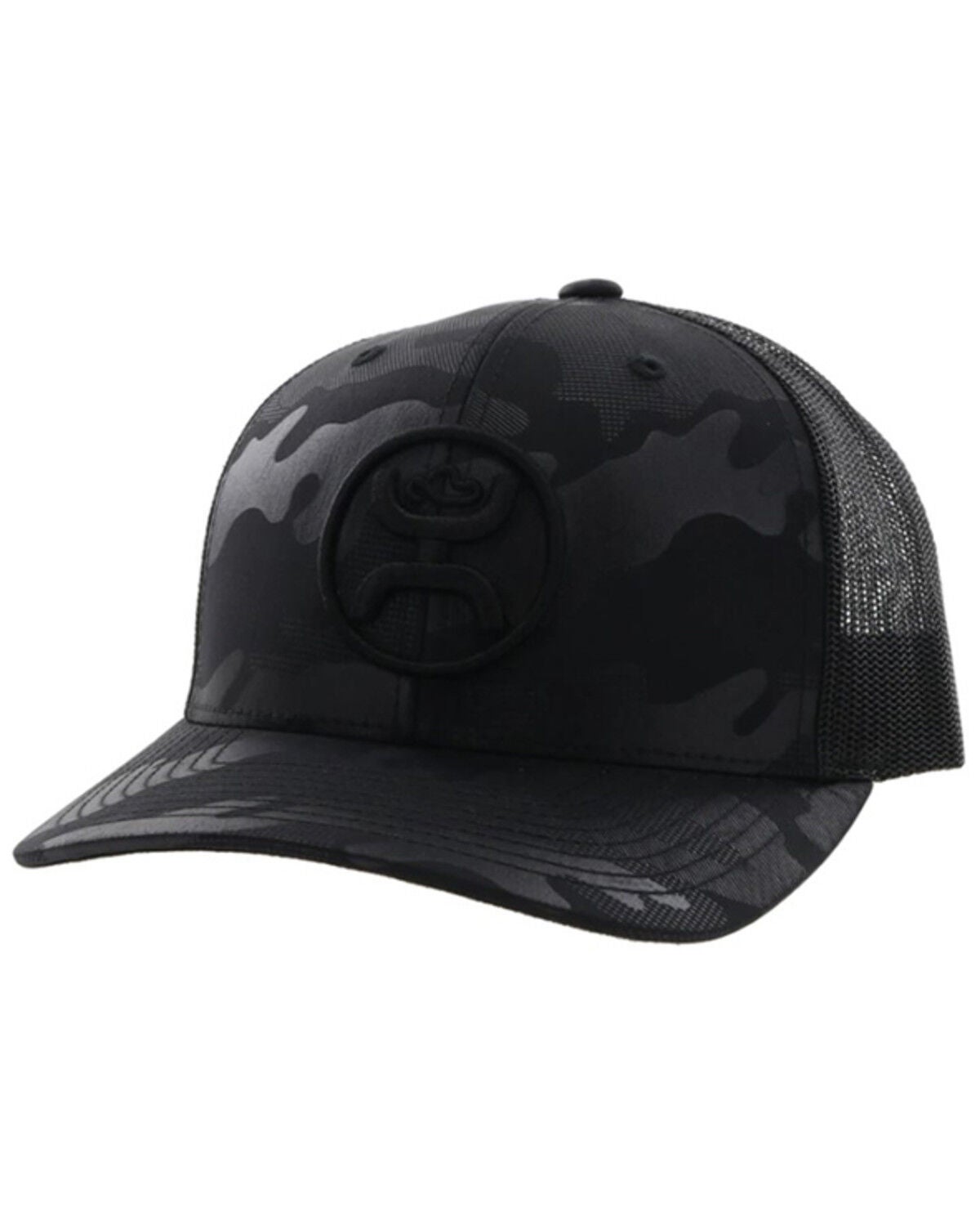 Image #1 - Hooey Men's O Classic Embroidered Logo Trucker Cap, Black, hi-res