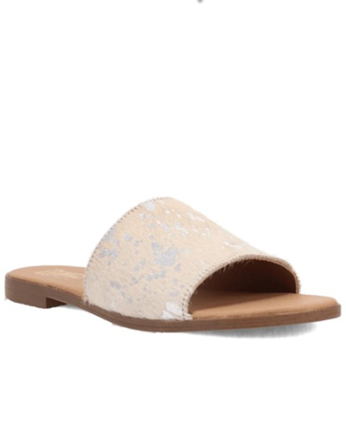 Image #1 - Dingo Women's Metallic Hairon Moo Moo Sandals, Silver, hi-res