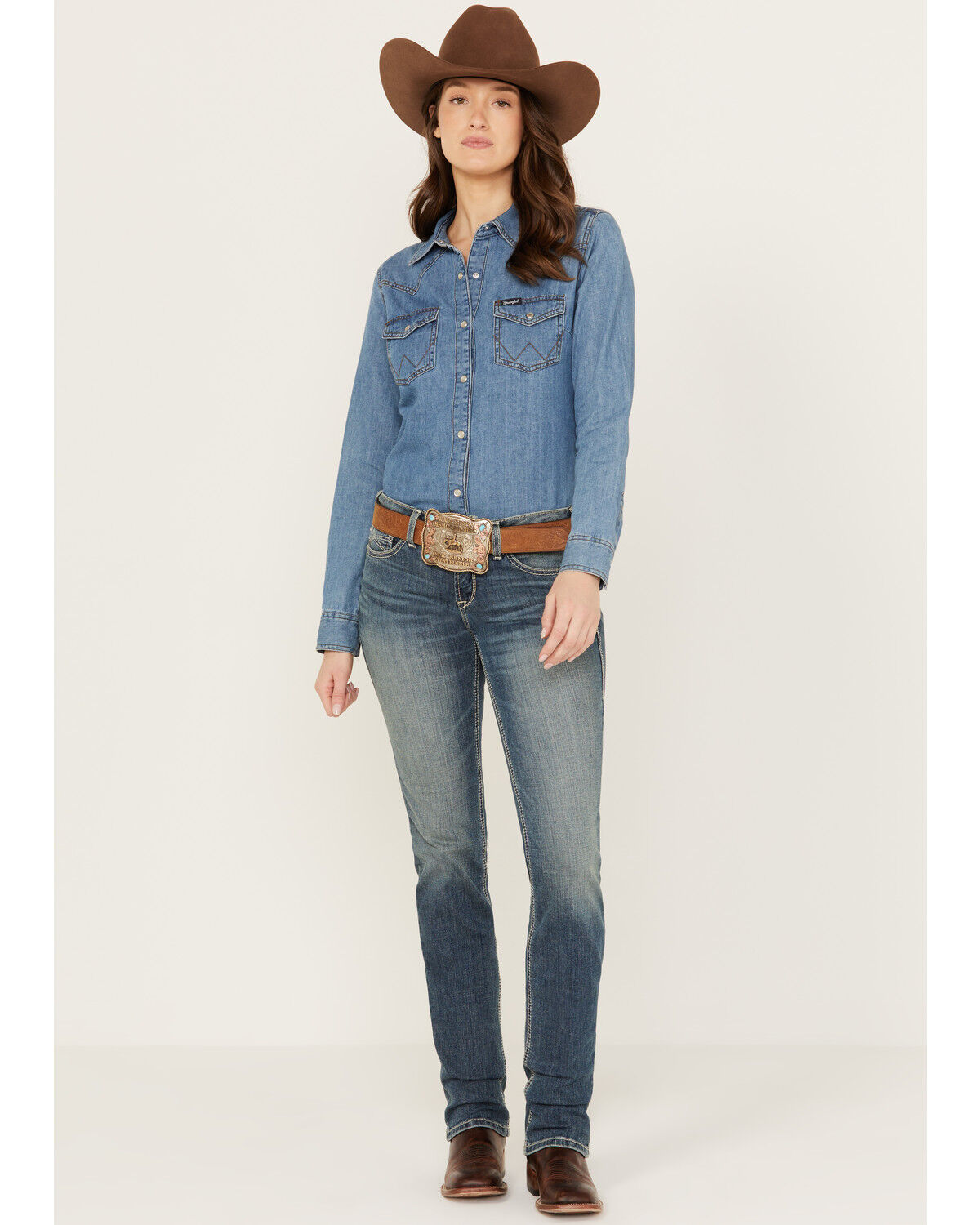 Image #1 - Ariat Women's Medium Wash Mid Rise Michela Straight Stretch Jeans, Medium Wash, hi-res