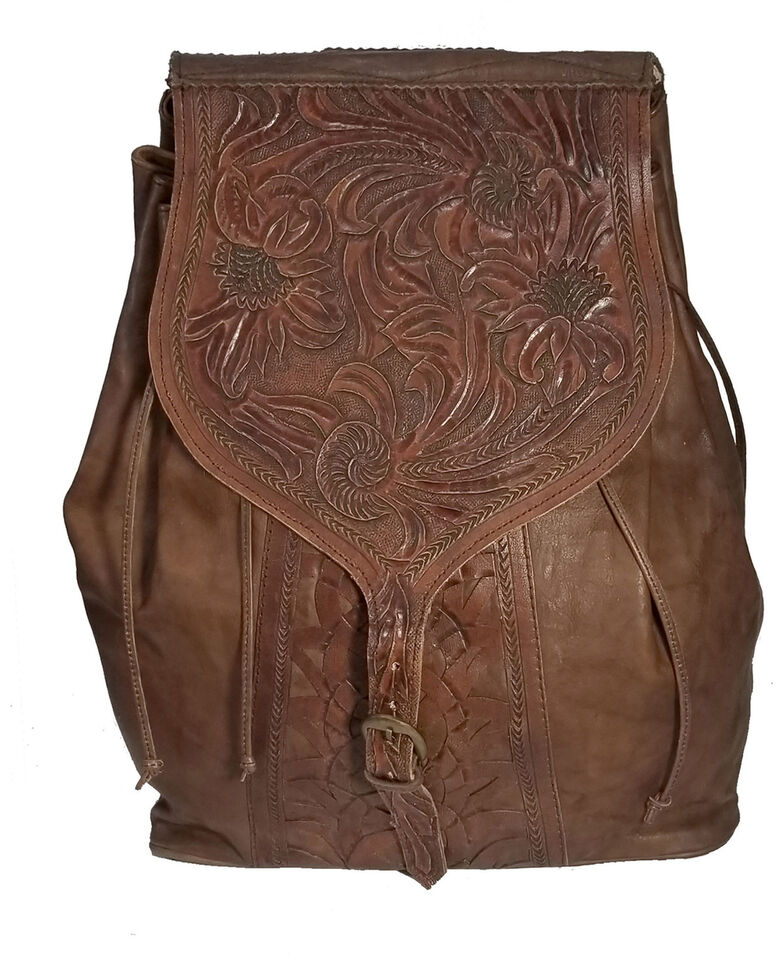 Kobler Leather Women's Tooled Backpack, Dark Brown, hi-res