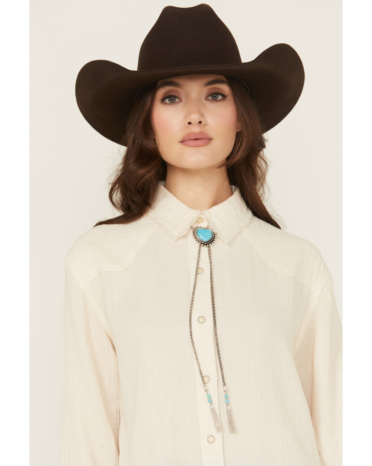 Image #1 - Shyanne Women's Heart Turquoise Stone Bolo Necklace, Silver, hi-res