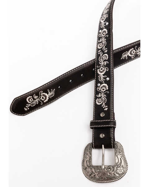 Image #2 - Shyanne Women's Chocolate Floral Embroidered Crystal Western Belt , Chocolate, hi-res