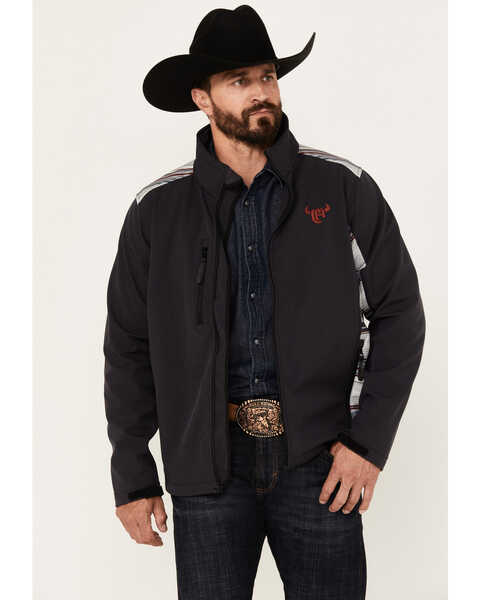 Cowboy Hardware Men's Serape Block Softshell Jacket, Dark Grey, hi-res