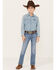 Image #1 - Wrangler Girls' Light Wash Embroidered Pocket Bootcut Jeans, Blue, hi-res