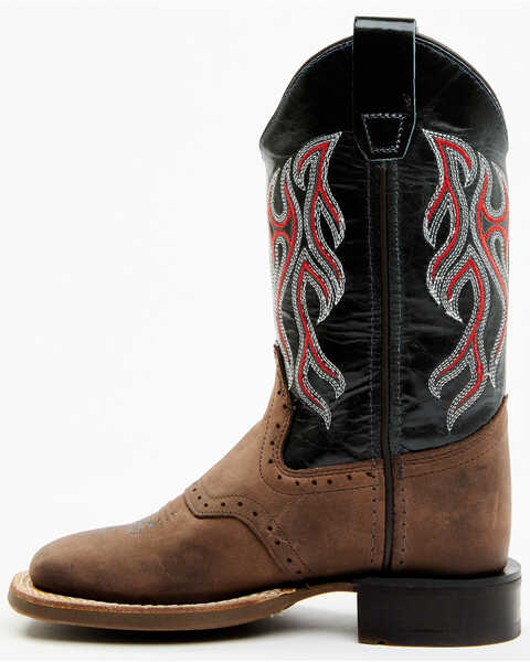 Image #3 - Old West Boys' Embroidered Western Boots - Square Toe, Brown, hi-res