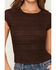 Image #3 - Ash & Violet Women's Lace Short Sleeve Tee, Brown, hi-res