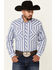 Image #1 - Wrangler 20X Men's Striped Long Sleeve Snap Western Shirt, Blue, hi-res