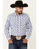 Image #1 - Wrangler 20X Men's Striped Long Sleeve Snap Western Shirt , Blue, hi-res