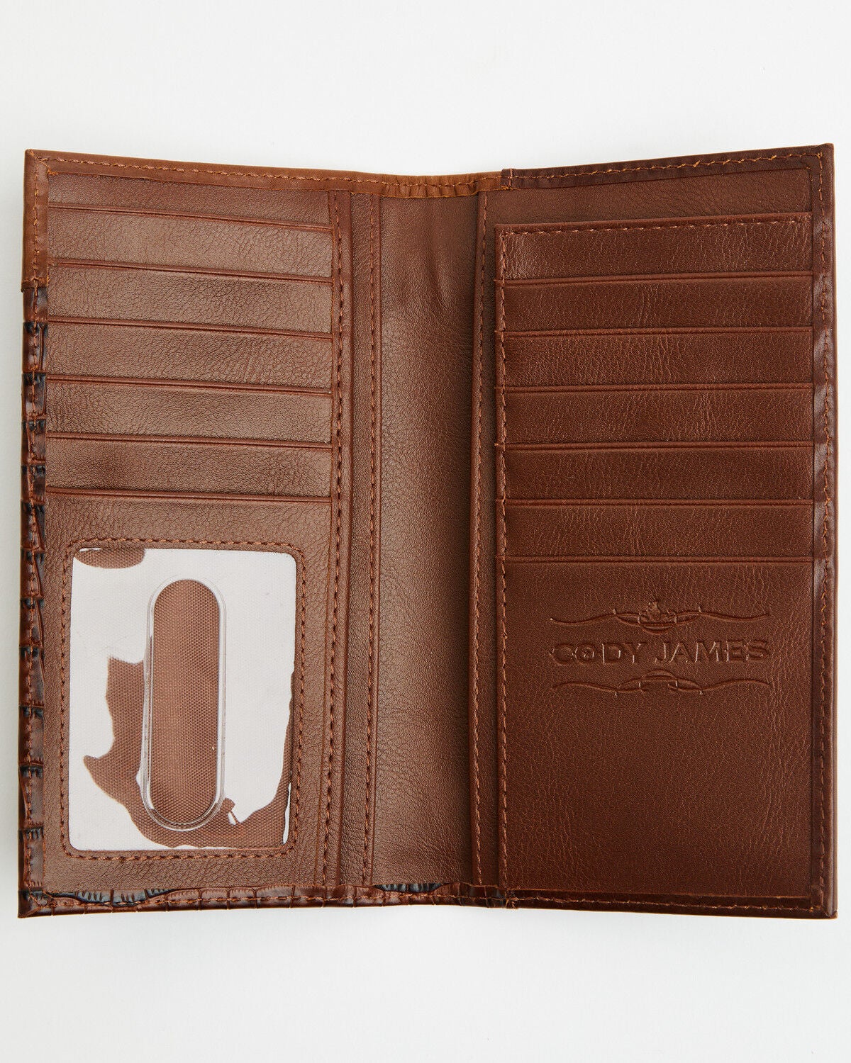 Image #2 - Cody James Men's Croc Embossed Leather Rodeo Wallet, Brown, hi-res