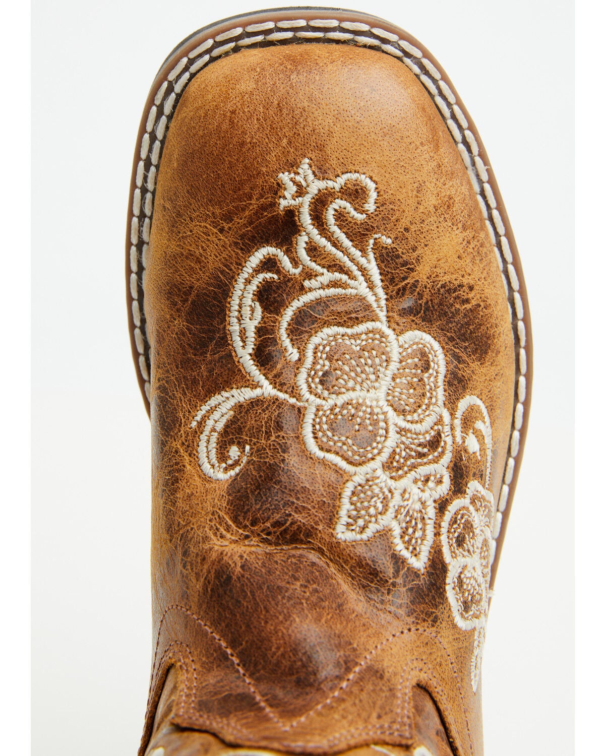 Image #6 - Shyanne Girls' Little Lasy Floral Embroidered Western Boots - Broad Square Toe, Tan, hi-res