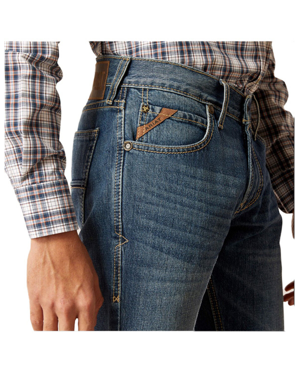 Image #4 - Ariat Men's M7 Ezra Medium Wash Slim Straight Denim Jeans, Medium Wash, hi-res