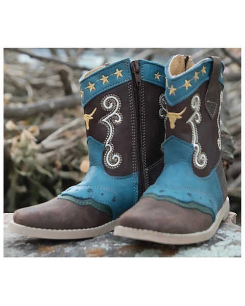 Image #1 - Shea Toddler Boys' Longhorn Western Boots - Snip Toe, Brown, hi-res