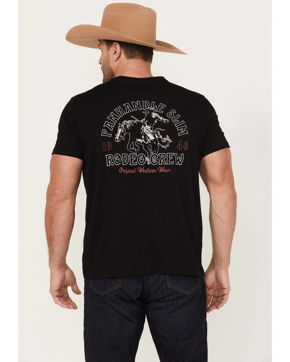 Image #1 - Panhandle Slim Men's Cowboy Short Sleeve Graphic T-Shirt, Black, hi-res