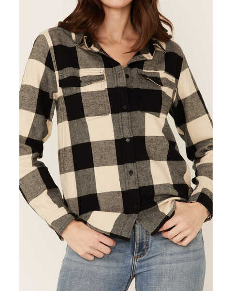Image #2 - United By Blue Women's Plaid Print Responsible Button Down Western Flannel Shirt , Black/white, hi-res