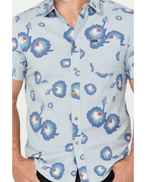 Image #2 - Brixton Men's Charter Floral Print Short Sleeve Button-Down Shirt, Light Blue, hi-res