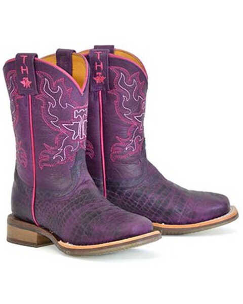 Tin Haul Boys' Purple People Eater Western Boots - Broad Square Toe, Purple, hi-res