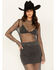 Image #3 - Rock & Roll Denim Women's Rhinestone Mesh Long Sleeve Top, Black, hi-res