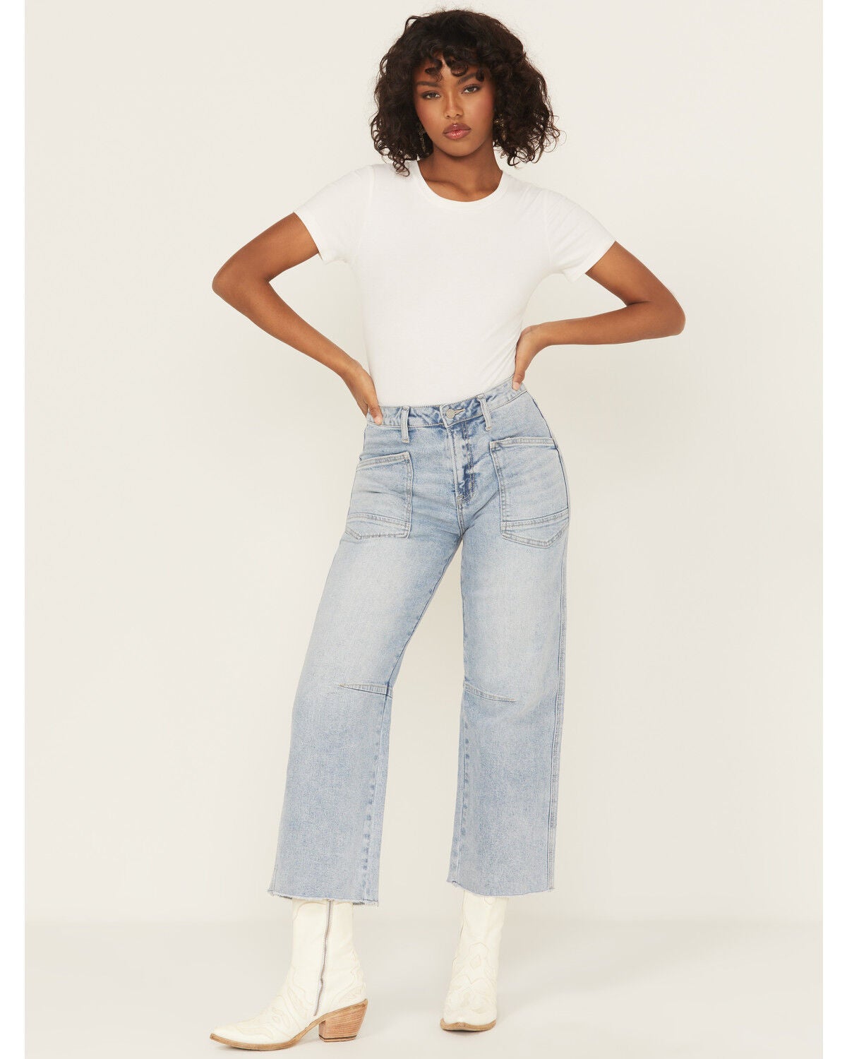 Flying Monkey Women's Katie Light Wash Super High Rise Barrel Stretch Denim Jeans, Light Wash, hi-res