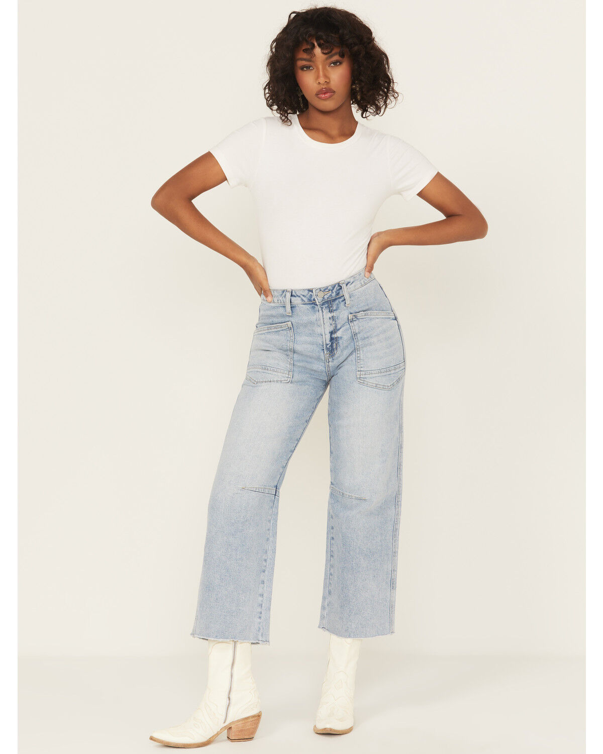 Image #1 - Flying Monkey Women's Katie Light Wash Super High Rise Barrel Stretch Denim Jeans, Light Wash, hi-res