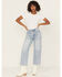 Image #1 - Flying Monkey Women's Katie Light Wash Super High Rise Barrel Stretch Denim Jeans, Light Wash, hi-res