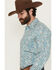 Image #2 - Panhandle Men's Paisley Print Long Sleeved Pearl Snap Western Shirt, Turquoise, hi-res