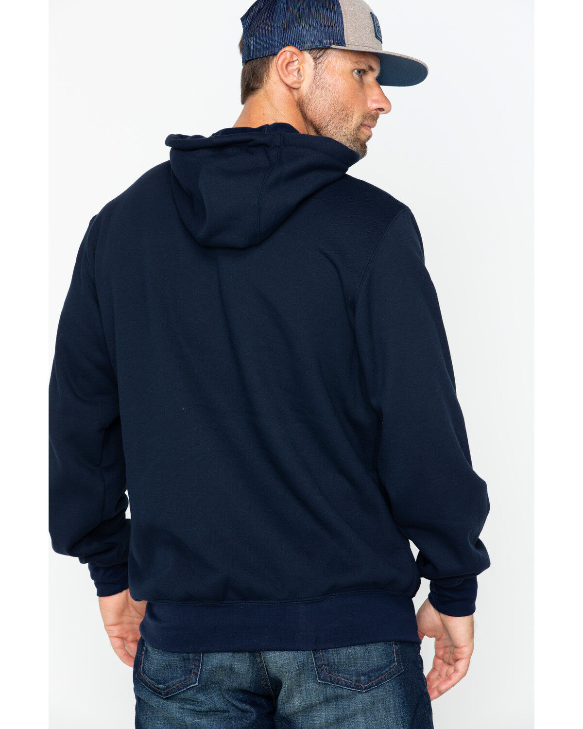 Image #2 - Carhartt Men's FR Hooded Pullover Solid Work Sweatshirt - Big & Tall, Navy, hi-res