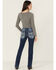 Image #1 - Shyanne Women's Embroidered Dark Wash Mid Rise Bootcut Stretch Denim Jeans, Dark Wash, hi-res